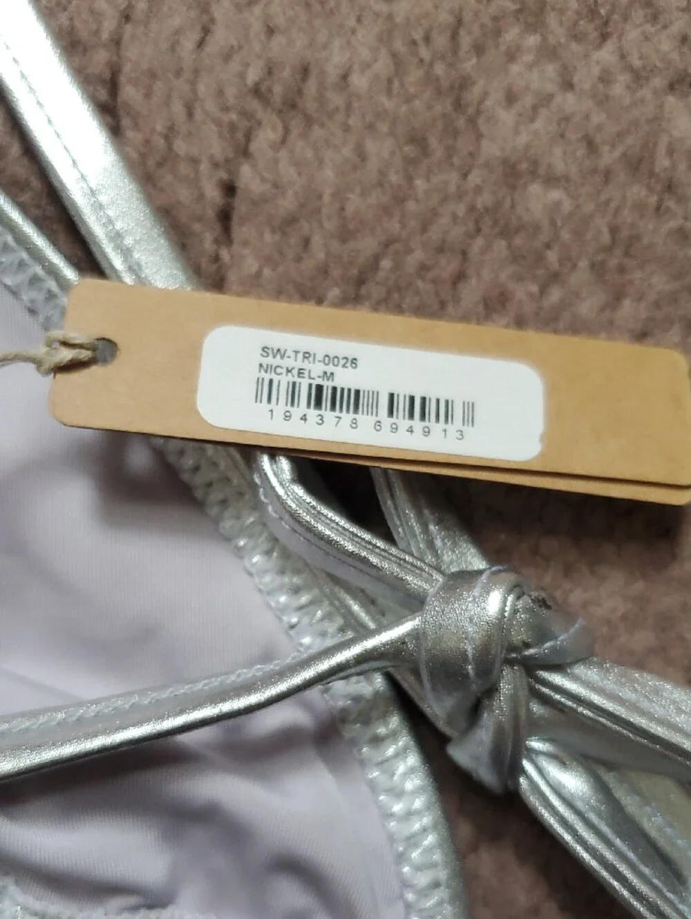 SKIMS Metallic Silver Triangle Bikini Top